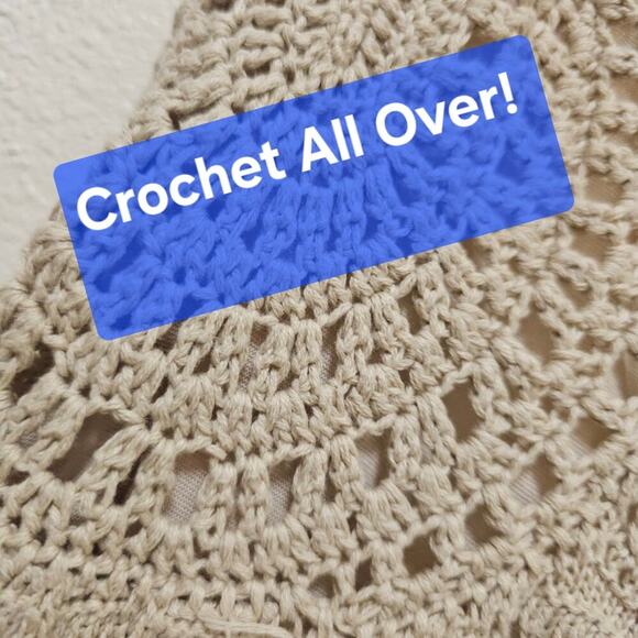 MODA International Sm Y2K Oatmeal Crochet Allover Maxi Dress. Rare find. Hippie - Picture 4 of 15